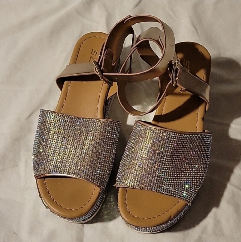 Soda Platform Sparkly Bedazzled Sandals